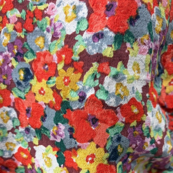 H&M FLORAL DRAWSTRING-FRONT CRÊPE BLOUSE, SZ L NWOT - Picture 4 of 9